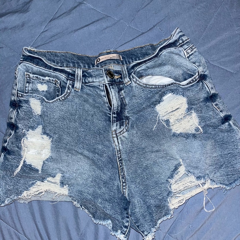 Distressed Denim Shorts